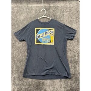 Blue Moon T Shirt Mens XL Gray Cotton Belgian White Beer Style Wheat Ale Graphic